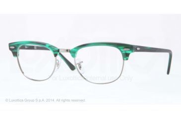 Image of Ray-Ban Clubmaster Eyeglasses RX5154 with No-Line Progressive Rx Prescription Lenses 5256-49 - Matte Stripped Green Frame