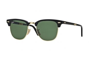Image of Ray-Ban CLUBMASTER FOLDING RB2176 Sunglasses 901-51 - Black Frame, Crystal Green Lenses