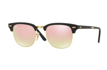Image of Ray-Ban Clubmaster Folding RB2176 Sunglasses 901S7O-51 - Matte Black Frame, Copper Flash Gradient Lenses
