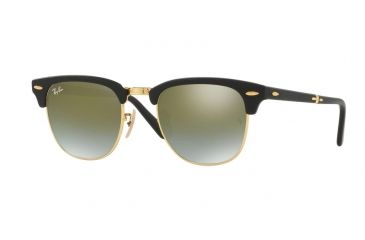 Image of Ray-Ban Clubmaster Folding RB2176 Sunglasses 901S9J-51 - Matte Black Frame, Green Flash Gradient Lenses