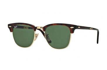 Image of Ray-Ban CLUBMASTER FOLDING RB2176 Sunglasses 990-51 - Red Havana Frame, Crystal Green Lenses