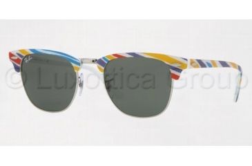 Image of Ray-Ban RB 3016 Sunglasses Styles - Top Str. Bl-Az-Red-Ye O Crystal Green Frame / 49 mm Diameter Lenses, 1013-4921