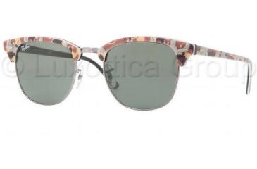 Image of Ray-Ban Clubmaster Sunglasses RB3016 1068-5121 - Top Camo Beige On Blac Crystal Green