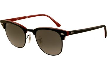 Image of Ray-Ban Clubmaster Sunglasses RB3016 110371-4921 - Top Black On Red Frame, Gray Gradient Lenses