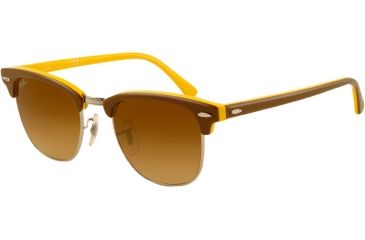 Image of Ray-Ban Clubmaster Sunglasses RB3016 110485-5121 - Top Brown on Yellow Frame, Brown Gradient Lenses