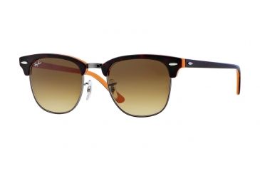 Image of Ray-Ban Clubmaster Sunglasses RB3016 112685-5121 - Top Dark Havana on Orange Frame, Brown Gradient Lenses