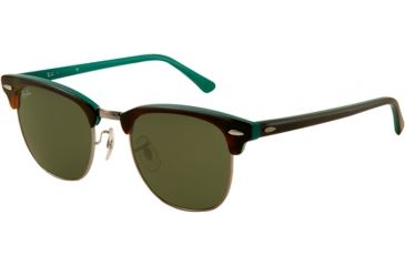 Image of Ray-Ban Clubmaster Sunglasses RB3016 1127-5121 - Top Shiny Havana Frame, Gray Green Lenses