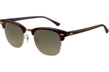 Image of Ray-Ban Clubmaster Sunglasses RB3016 112871-4921 - Top Shiny Havana on Violet Frame, Crystal Gray Gradient Lenses