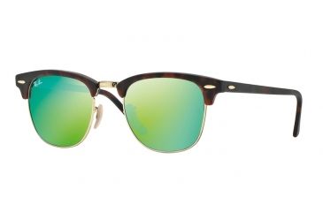 Image of Ray-Ban Clubmaster Sunglasses RB3016 114519-51 - Sand Havana/gold Frame, Grey Mirror Green Lenses