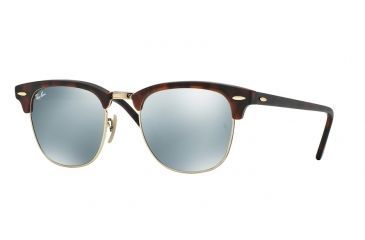 Image of Ray-Ban Clubmaster Sunglasses RB3016 114530-49 - Sand Havana/gold Frame, Light Green Mirror Silver Lenses