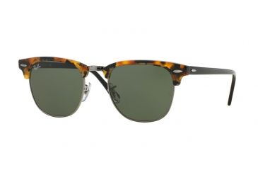 Image of Ray-Ban Clubmaster Sunglasses RB3016 1157E-49 - Havana Spotted Black Frame, Green Lenses