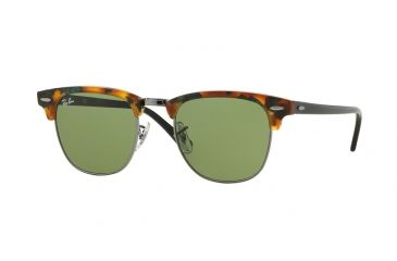 Image of Ray-Ban Clubmaster Sunglasses RB3016 11594E-49 - Spotted Green Havana Frame, Green Lenses
