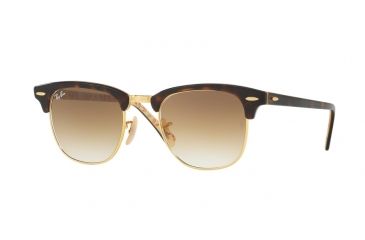 Image of Ray-Ban Clubmaster Sunglasses RB3016 120451-49 - Top Havana/texture Beige Frame, Gradient Brown Lenses