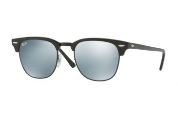 Image of Ray-Ban Clubmaster Sunglasses RB3016 122930-51 - Black Frame, Light Green Mirror Silver Lenses