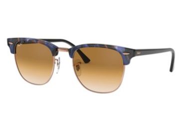 Image of Ray-Ban Clubmaster Sunglasses RB3016 125651-49 - Spotted Brown/Blue Frame, Clear Gradient Brown Lenses