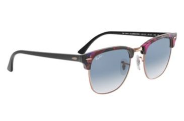 Image of Ray-Ban Clubmaster Sunglasses RB3016 12573F-51 - Spotted Grey/Violet Frame, Clear Gradient Blue Lenses