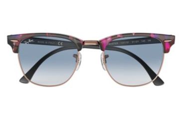 Image of Ray-Ban Clubmaster Sunglasses RB3016 12573F-51 - Spotted Grey/Violet Frame, Clear Gradient Blue Lenses