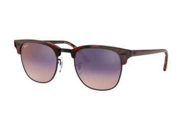 Image of Ray-Ban Clubmaster Sunglasses RB3016 12753B-49 - , Pink Gradient Violet Lenses