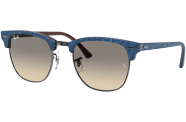 Image of Ray-Ban Clubmaster RB3016 Sunglasses, Wrinkled Blue On Brown, 49, RB3016-131032-49