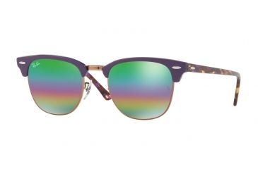 Image of Ray-Ban Clubmaster Sunglasses RB3016 221C3E-49 - Metallic Medium Bronze Frame, Light Grey Mirror Rainbow 2 Lenses