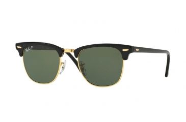 Image of Ray-Ban Clubmaster Sunglasses RB3016 90158E-49 - Black Frame, Polar Green Lenses