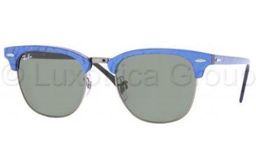 Image of Ray-Ban Clubmaster Sunglasses RB3016 984-5121 - Top Blue On Black Crystal Green