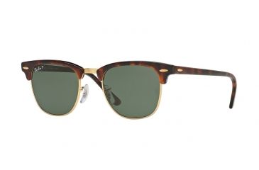 Image of Ray-Ban Clubmaster Sunglasses RB3016 99058E-49 - Red Havana Frame, Polar Green Lenses