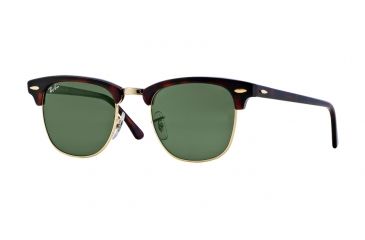 Image of Ray-Ban Clubmaster Sunglasses RB3016 W0366E-49 - Mock Tartaruga Arista Frame, Green Lenses