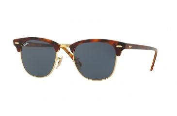 Image of Ray-Ban Clubmaster Sunglasses RB3016 W3373E-49 - Top Havana Brown/yellow Frame, Blue Lenses