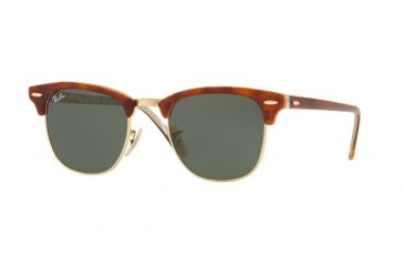 Image of Ray-Ban Clubmaster Sunglasses RB3016 W3374E-49 - Top Havana Brown/honey Frame, Green Lenses