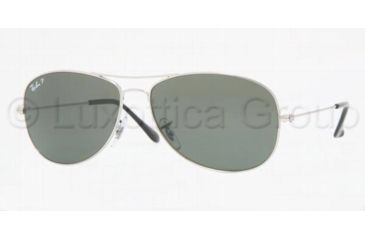 Image of Ray-Ban Cockpit Sunglasses RB3362 003/58-5914 - Silver Crystal Green Polarized