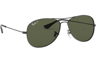 Image of Ray-Ban Cockpit Sunglasses RB3362 004-58-5914 - Gunmetal Frame, Crystal Green Polarized Lenses,