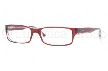 Image of Ray-Ban Eyeglasses RX5114 with Rx Prescription Lenses 5112-5416 - Dark Red Transparent Frame, Demo Lens Lenses