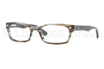 Image of Ray-Ban Eyeglasses RX5150 with Rx Prescription Lenses 5163-5019 - Azure Transparent Brown Frame, Demo Lens Lenses