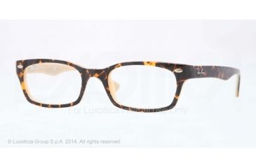 Image of Ray-Ban Eyeglasses RX5150 with Rx Prescription Lenses 5239-48 - Top Dark Havana On Opal Peach Frame