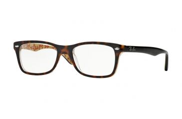 Image of Ray-Ban Eyeglasses RX5228 with Rx Prescription Lenses 5057-50 - Top Dark Havana On Beige Text Frame