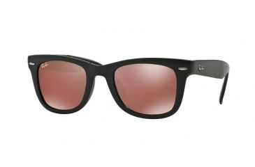 Image of Ray-Ban Folding Wayfarer Sunglasses RB4105 601S2K-50 - Matte Black Frame, Brown Mirror Dark Red Lenses