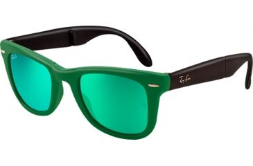 Image of Ray-Ban Folding Wayfarer Sunglasses RB4105 602119-5420 - Matte Green Frame, Crystal Green/Green Mirror Lenses