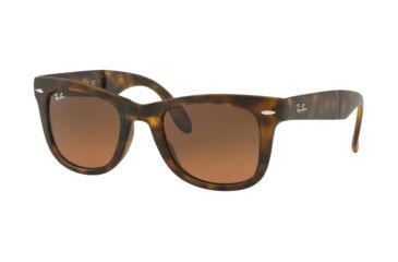 Image of Ray-Ban Folding Wayfarer Sunglasses RB4105 894/43-50 - Matte Havana Frame, Brown Gradient Grey Lenses