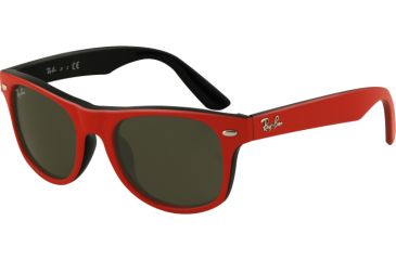 Image of RayBan Junior RJ9035S Sunglasses with Lined Bifocal Rx Prescription Lenses RJ9035S-162-71-4417 - Lens Diameter 44 mm, Frame Color Top Red On Black