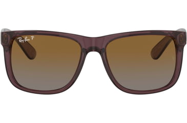 Image of Ray-Ban Justin Sunglasses - Mens, Gradient Brown Polarized Lenses, Transparent Dark Brown Frame, 51, RB4165-6597T5-51