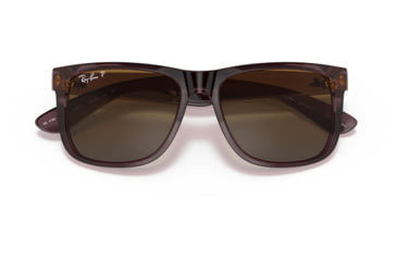 Image of Ray-Ban Justin Sunglasses - Mens, Gradient Brown Polarized Lenses, Transparent Dark Brown Frame, 51, RB4165-6597T5-51