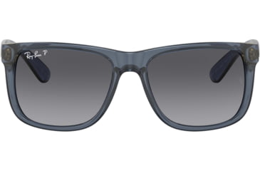 Image of Ray-Ban Justin Sunglasses - Mens, Grey Gradient Polarized Lenses, Transparent Blue Frame, 51, RB4165-6596T3-51