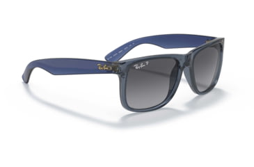 Image of Ray-Ban Justin Sunglasses - Mens, Grey Gradient Polarized Lenses, Transparent Blue Frame, 51, RB4165-6596T3-51