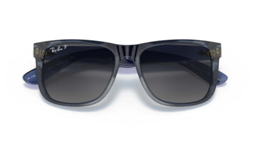 Image of Ray-Ban Justin Sunglasses - Mens, Grey Gradient Polarized Lenses, Transparent Blue Frame, 51, RB4165-6596T3-51