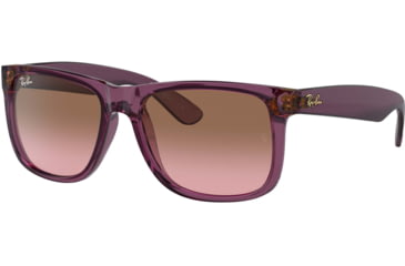 Image of Ray-Ban Justin Sunglasses - Mens, Pink Gradient Brown Lenses, Transparent Violet Frame, 55, RB4165-659514-55
