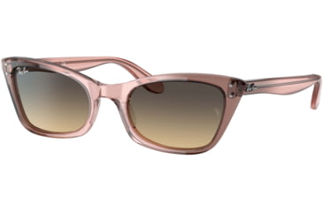Image of Ray-Ban Lady Burbank RB2299 Sunglasses, Brown Vintage Lenses, Transparent Pink, 52, RB2299-1344BG-52