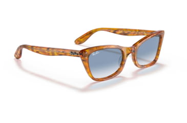 Image of Ray-Ban Lady Burbank RB2299 Sunglasses, Clear Gradient Blue Lenses, Amber Tortoise, 52, RB2299-13423F-52