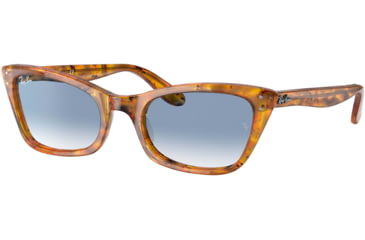 Image of Ray-Ban Lady Burbank RB2299 Sunglasses, Clear Gradient Blue Lenses, Amber Tortoise, 52, RB2299-13423F-52