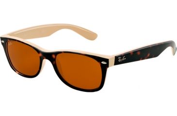 Image of Ray-Ban New Wayfarer Bifocal Sunglasses RB2132 with Lined Bi-Focal Rx Prescription Lenses RB2132-6012-5518 - Lens Diameter 55 mm, Frame Color Top Havana on Beige